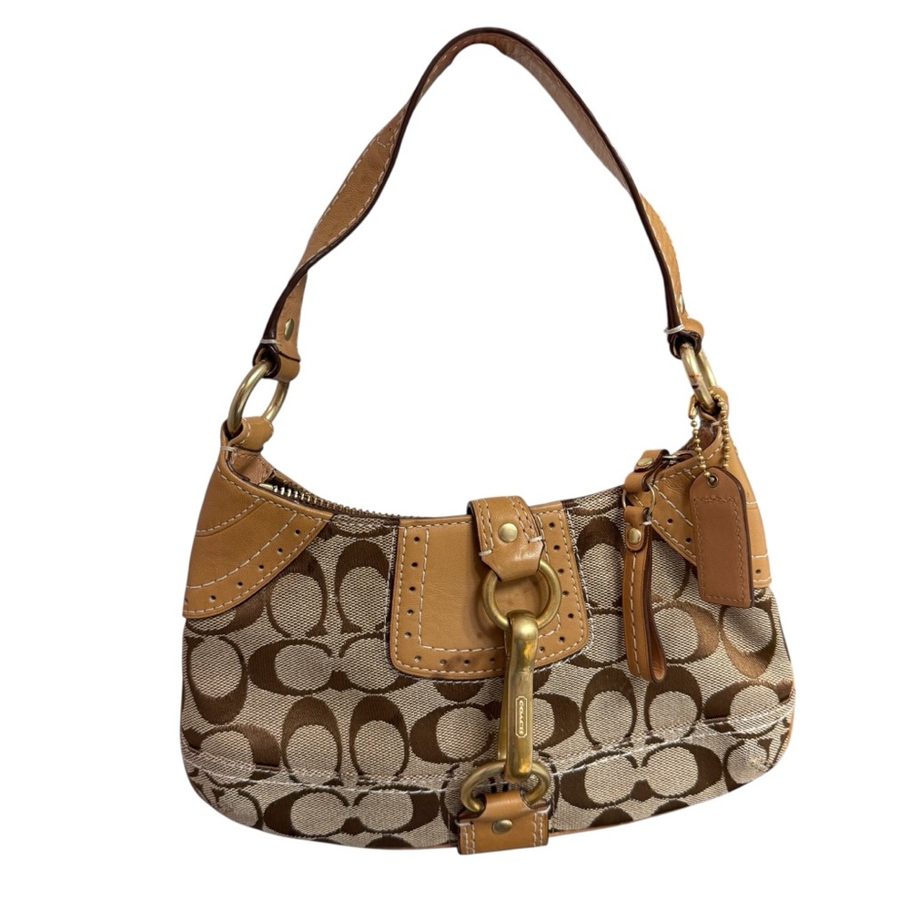 VTG Coach Signature C Hamptons Mini Hobo Shoulder Bag Wallet Y2K Tan Gold 10534 - Picture 3 of 16